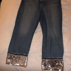 7 for all mankind boyfriend sequin cuffed jeans